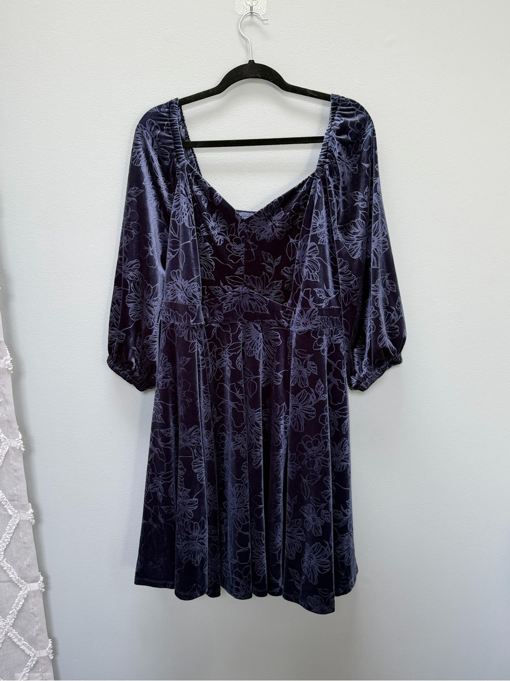 Torrid Velvet Floral Fit & Flare Dress in Deep Navy - Picture 7 of 9